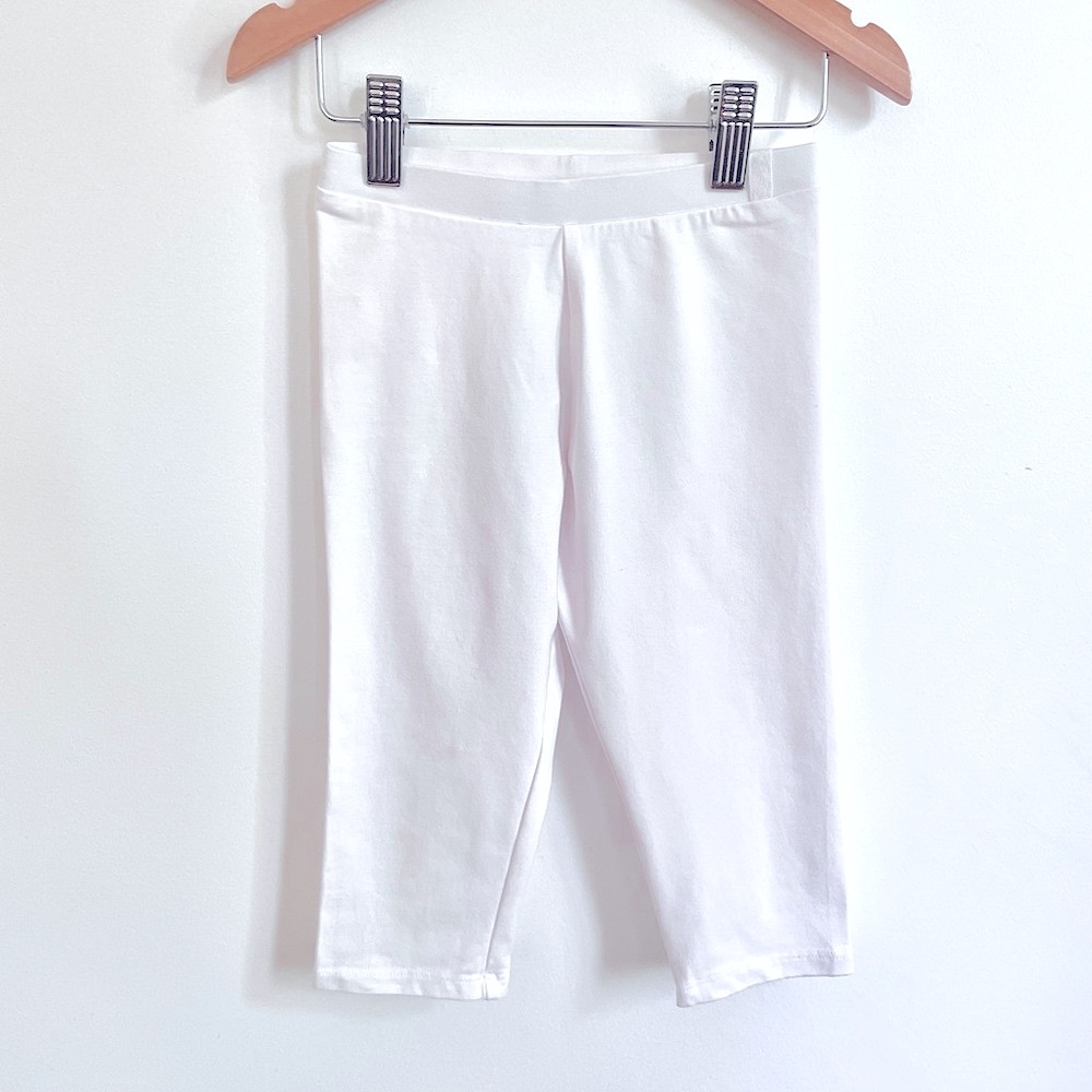 3/$25💥Zara Like New Cropped Leggings / Bike Shorts, Pure White, Ribbed Waistband